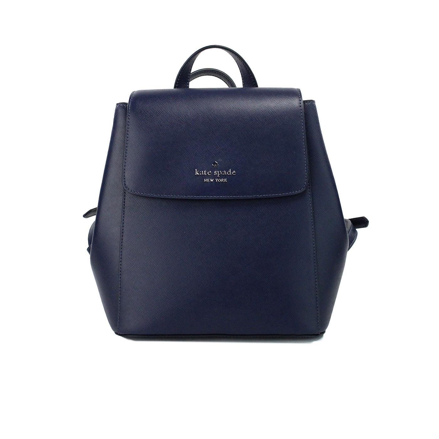  - Madison Navy Saffiano Leather Medium Flap Shoulder Backpack Bag