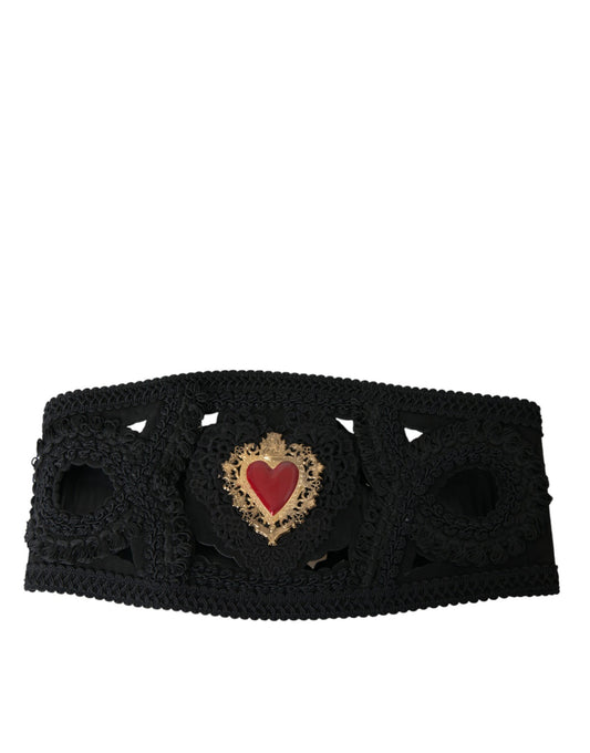  - Black Canvas Embellished Waist Women Belt