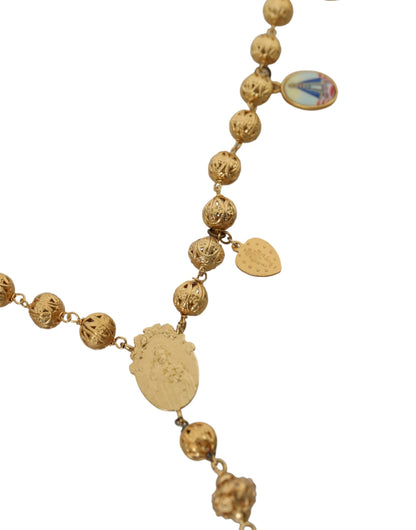  - Gold Tone Chain Brass Beaded Statement Sicily Necklace