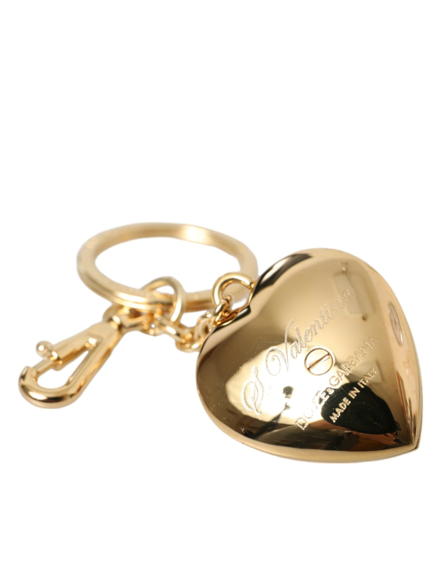  - Metallic Gold Brass Heart Floral Pendant Keychain Keyring