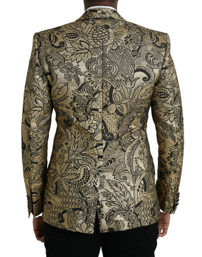  - Gold SICILIA Jacquard Single Breasted Coat Blazer