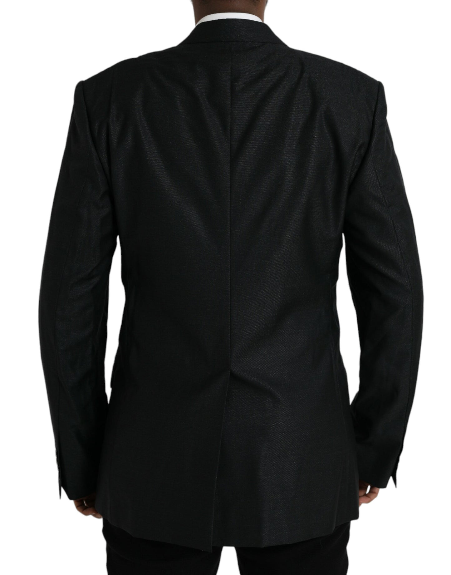  - Black Wool Notch SingleBreasted Coat Blazer