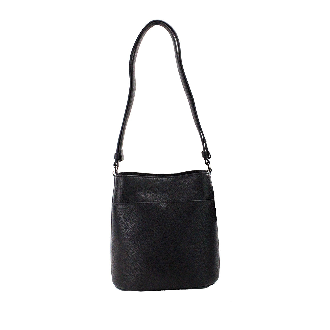  - Leila Small Black Pebbled Leather Bucket Shoulder Crossbody Bag