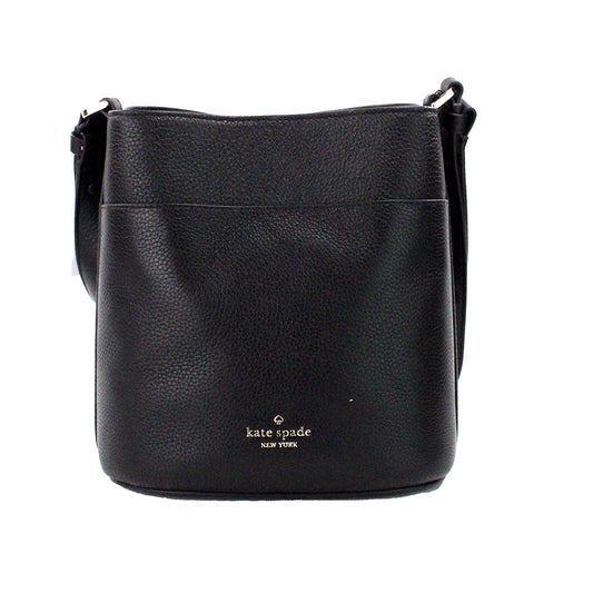  - Leila Small Black Pebbled Leather Bucket Shoulder Crossbody Bag