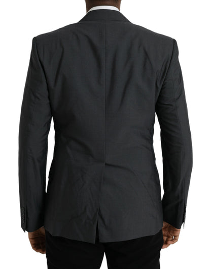  - Gray Wool Peak Single Breasted Coat Blazer