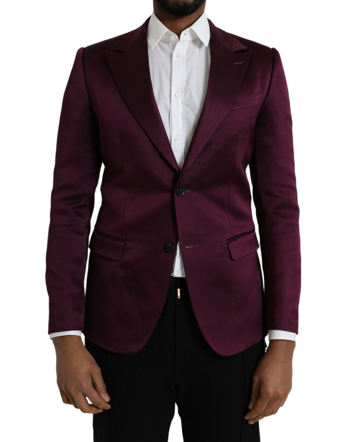  - Maroon Silk Single Breasted Coat Blazer