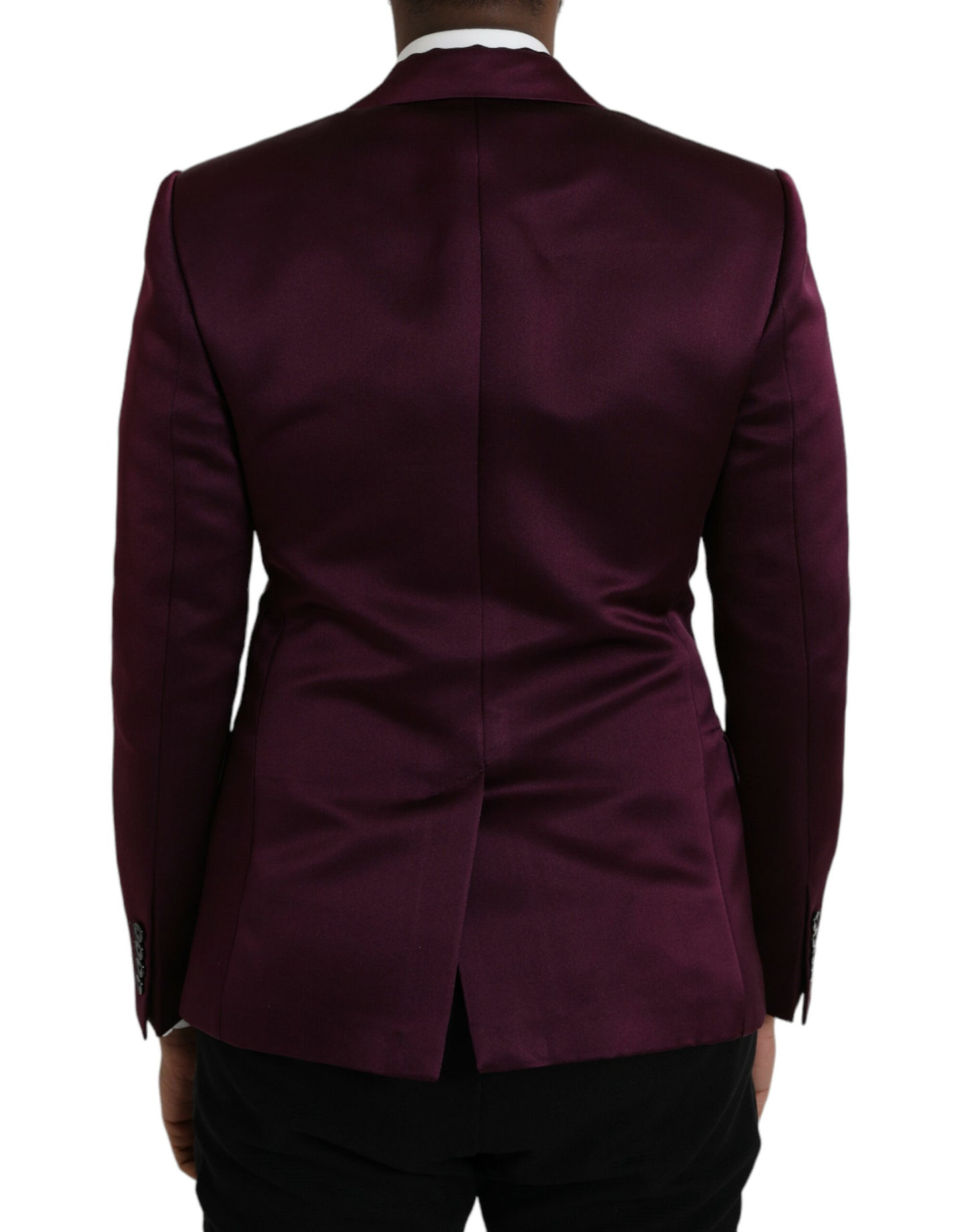  - Maroon Silk Single Breasted Coat Blazer