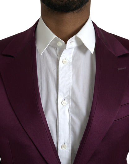  - Maroon Silk Single Breasted Coat Blazer