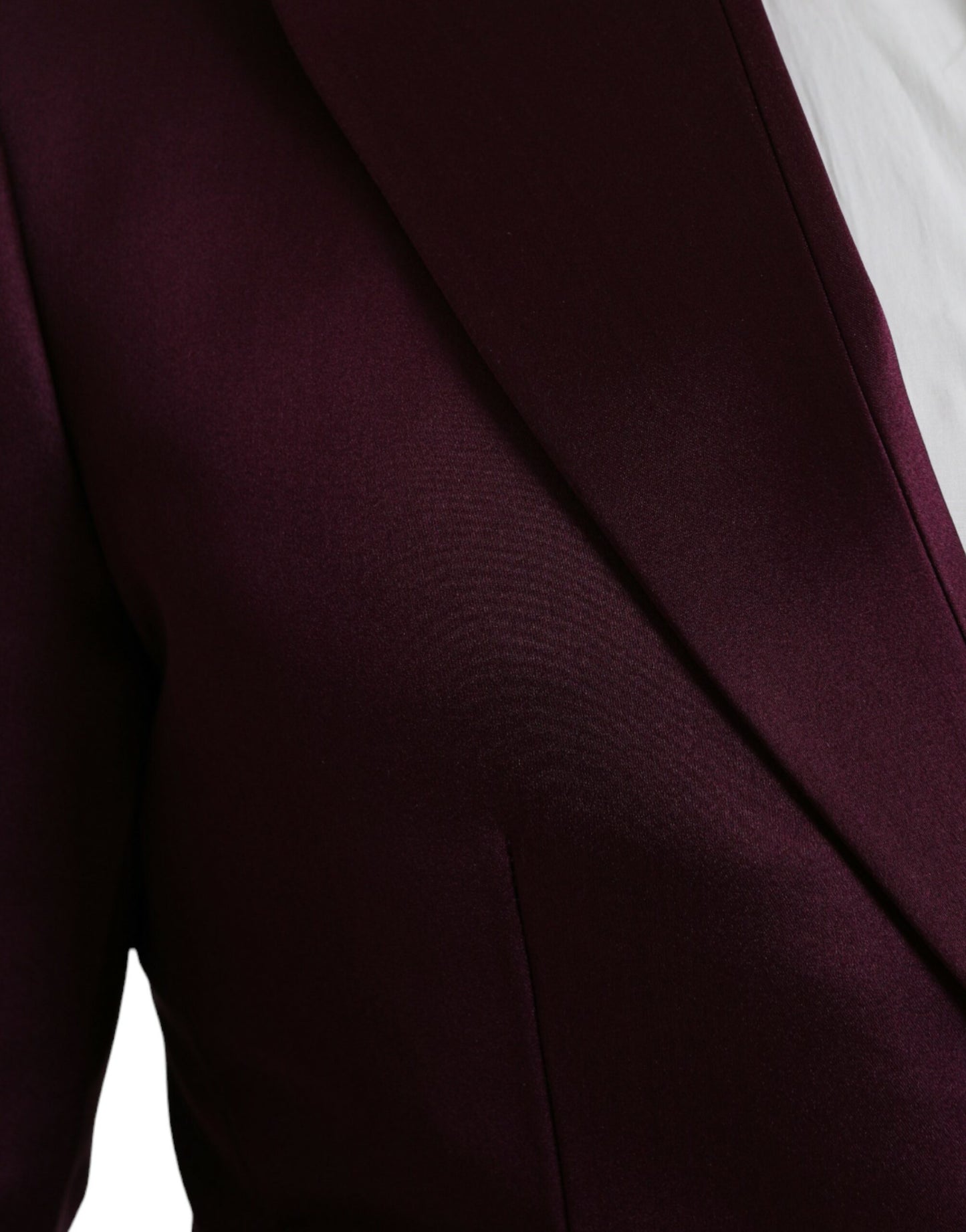  - Maroon Silk Single Breasted Coat Blazer