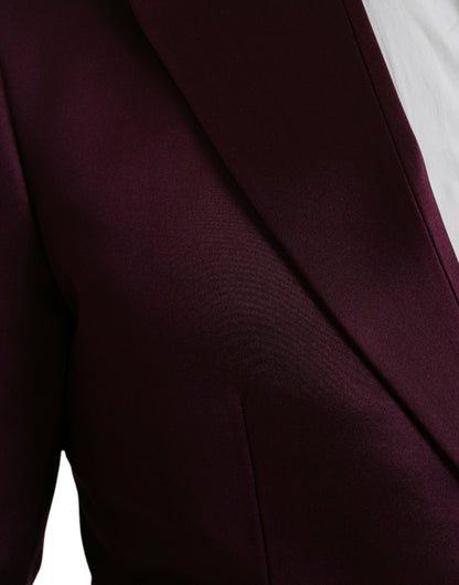  - Maroon Silk Single Breasted Coat Blazer