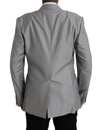  - Gray Wool Peak Single Breasted Coat Blazer