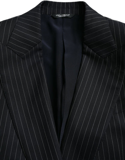  - Black Stripe SICILIA Double Breasted Coat Blazer