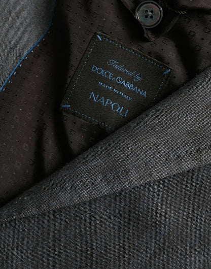  - Blue Linen NAPOLI Single Breasted Coat Blazer