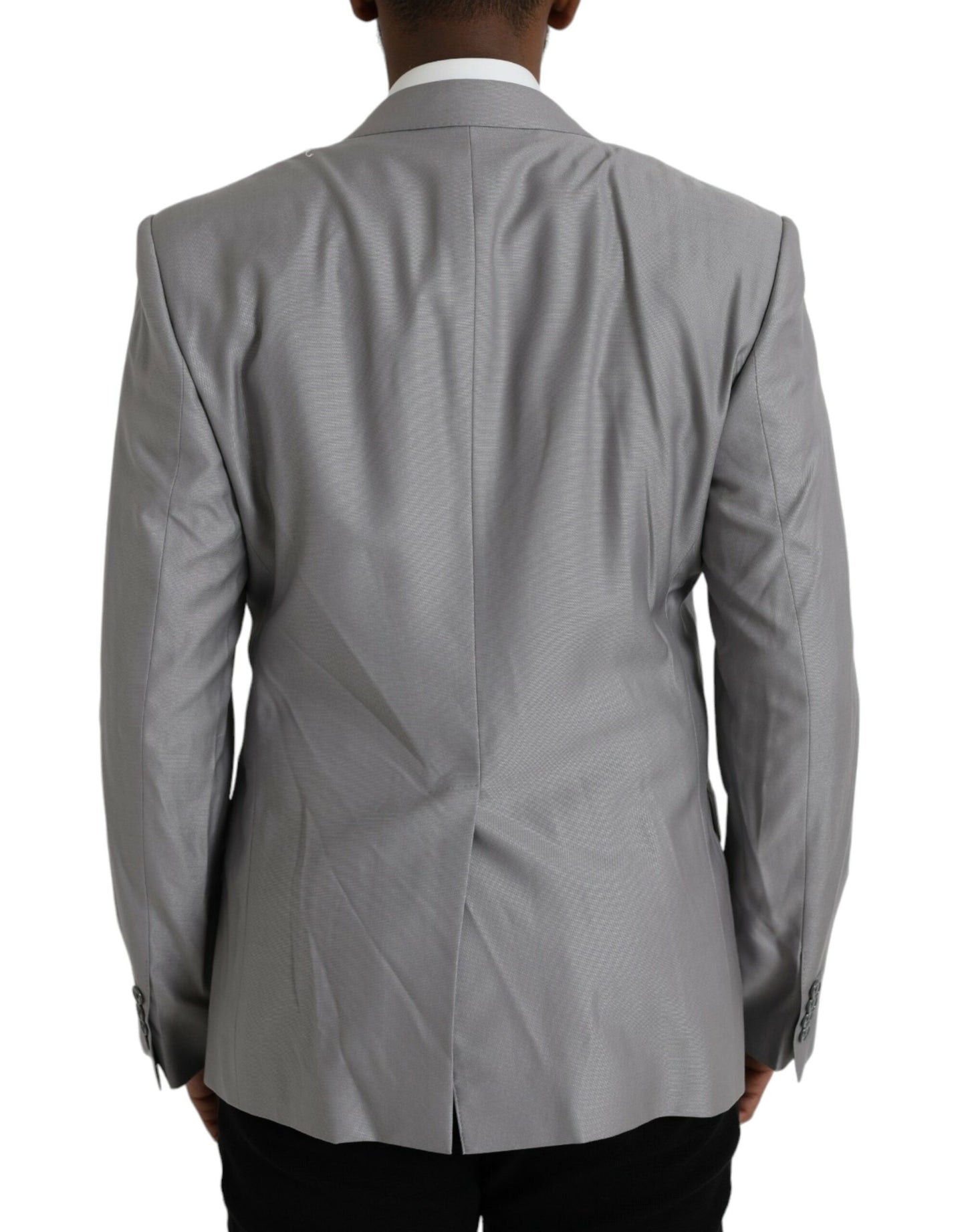  - Gray Wool Peak Single Breasted Coat Blazer