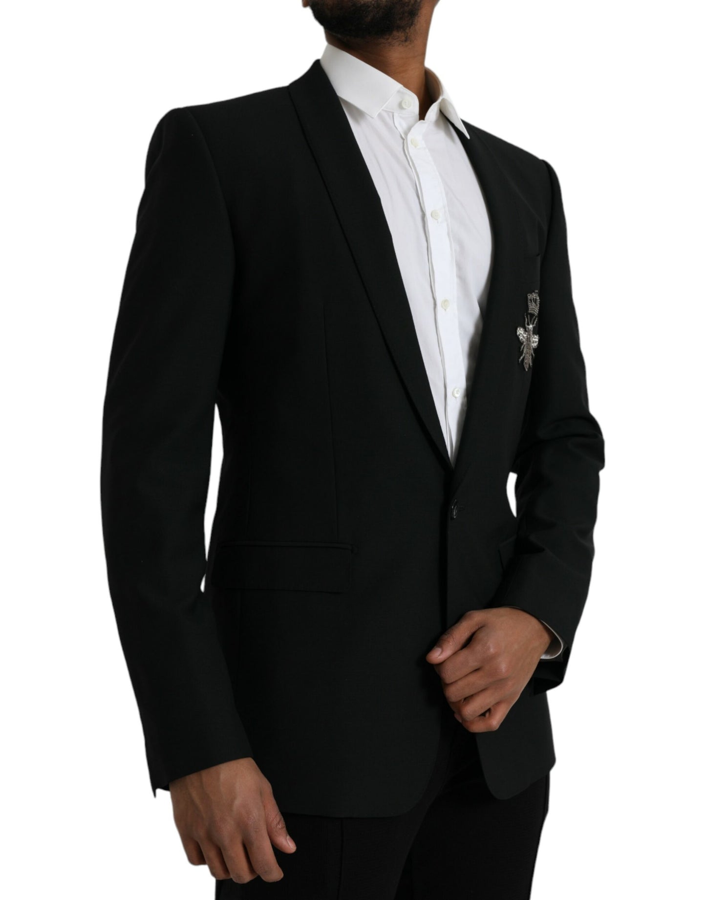  - Black Crown Bee MARTINI Single Breasted Coat Blazer