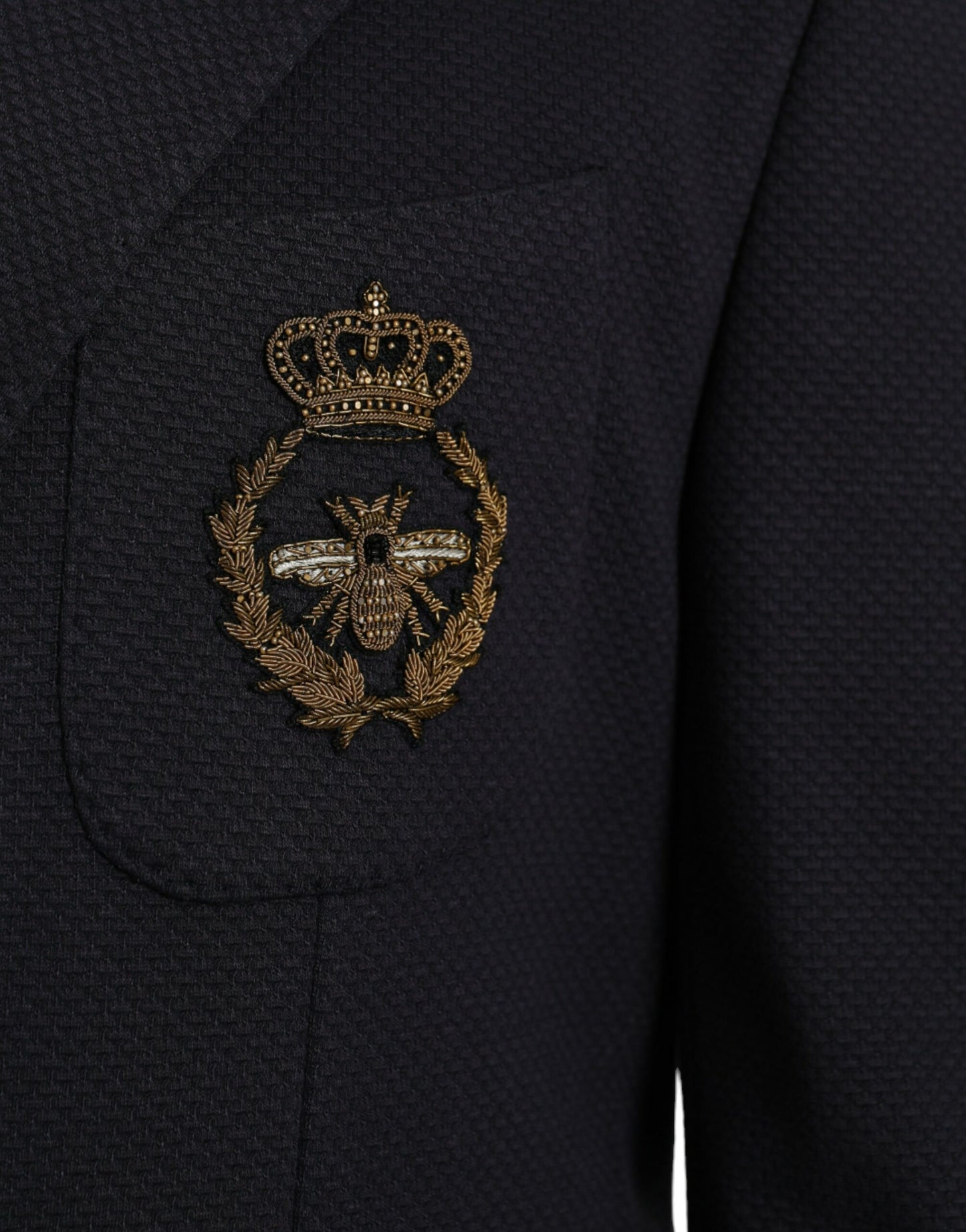  - Dark Blue Crown Bee Double Breasted Blazer