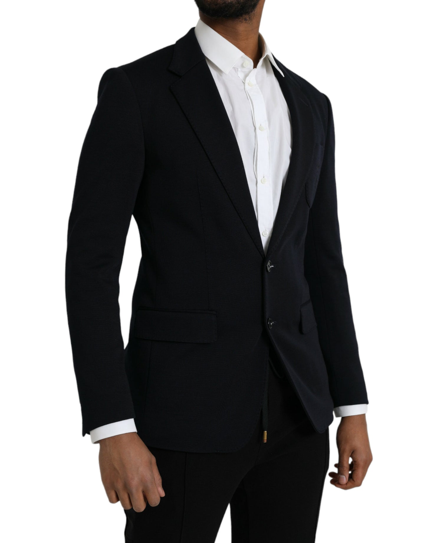  - Black Wool Notch Single Breasted Coat Blazer