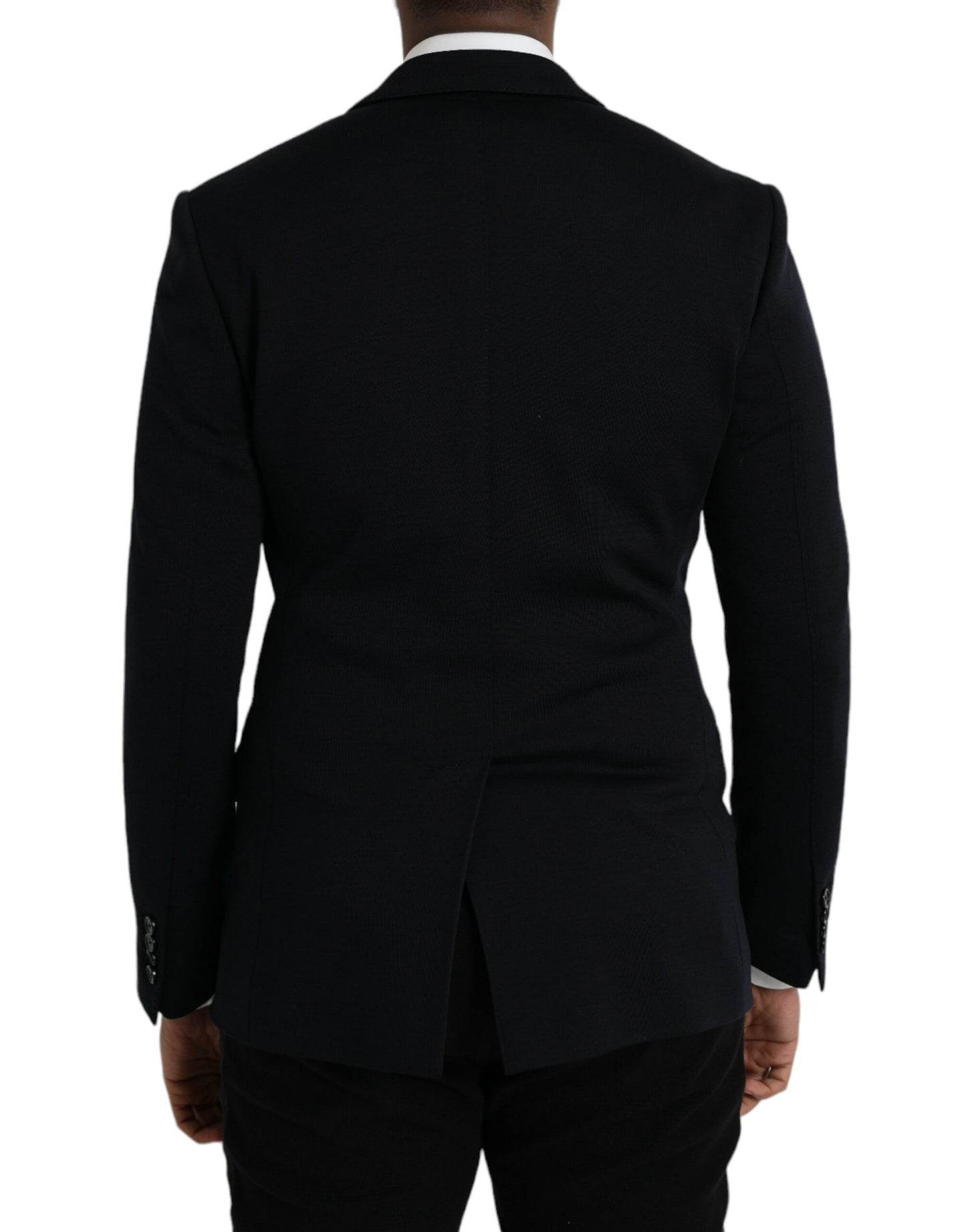  - Black Wool Notch Single Breasted Coat Blazer