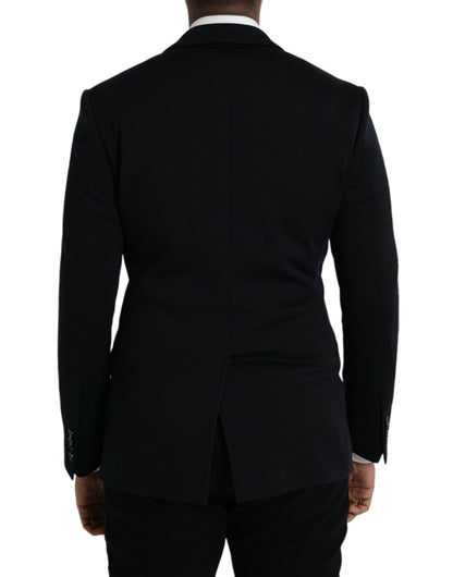  - Black Wool Notch Single Breasted Coat Blazer