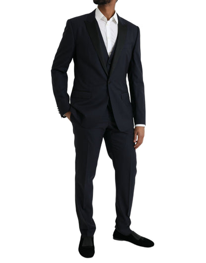  - Dark Blue MARTINI Wool Formal 3 Piece Suit