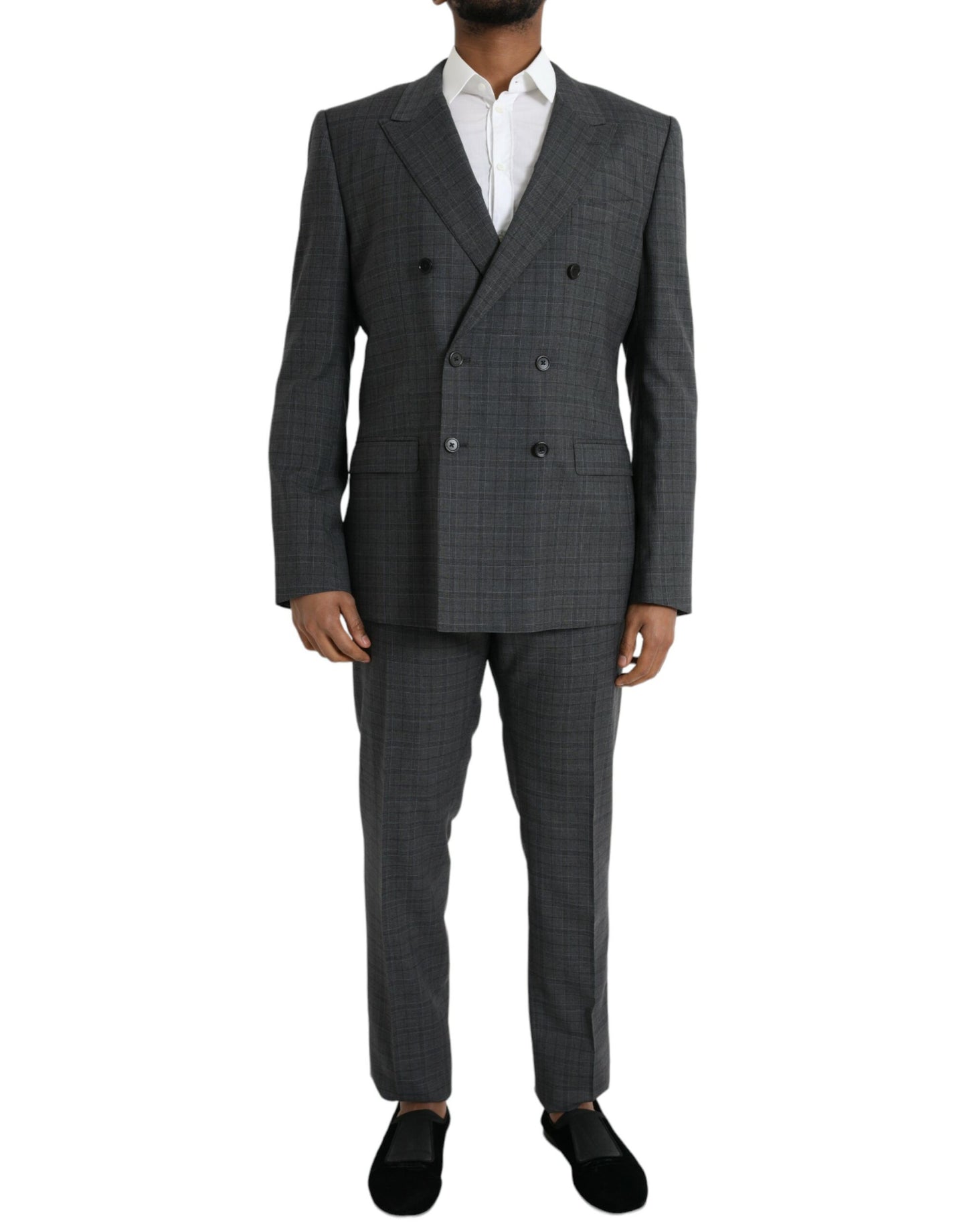  - Gray Plaid Wool MARTINI Formal 2 Piece Suit