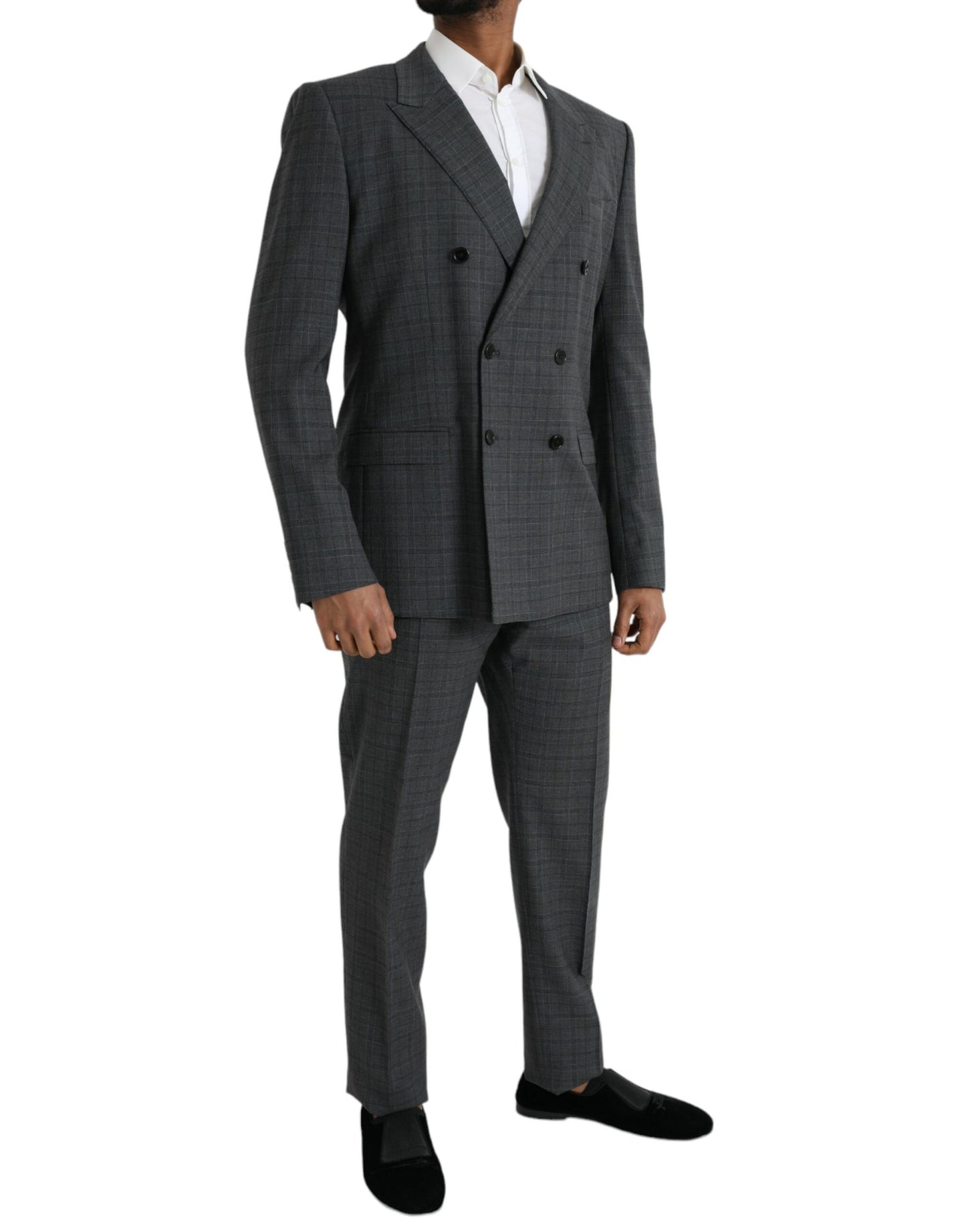  - Gray Plaid Wool MARTINI Formal 2 Piece Suit