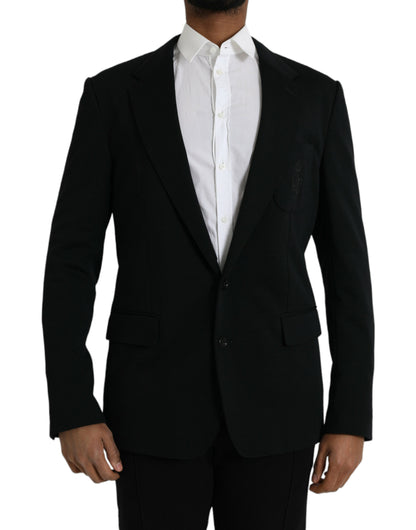  - Black Wool Single Breasted Coat Blazer