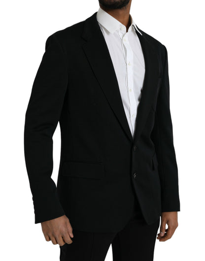  - Black Wool Single Breasted Coat Blazer