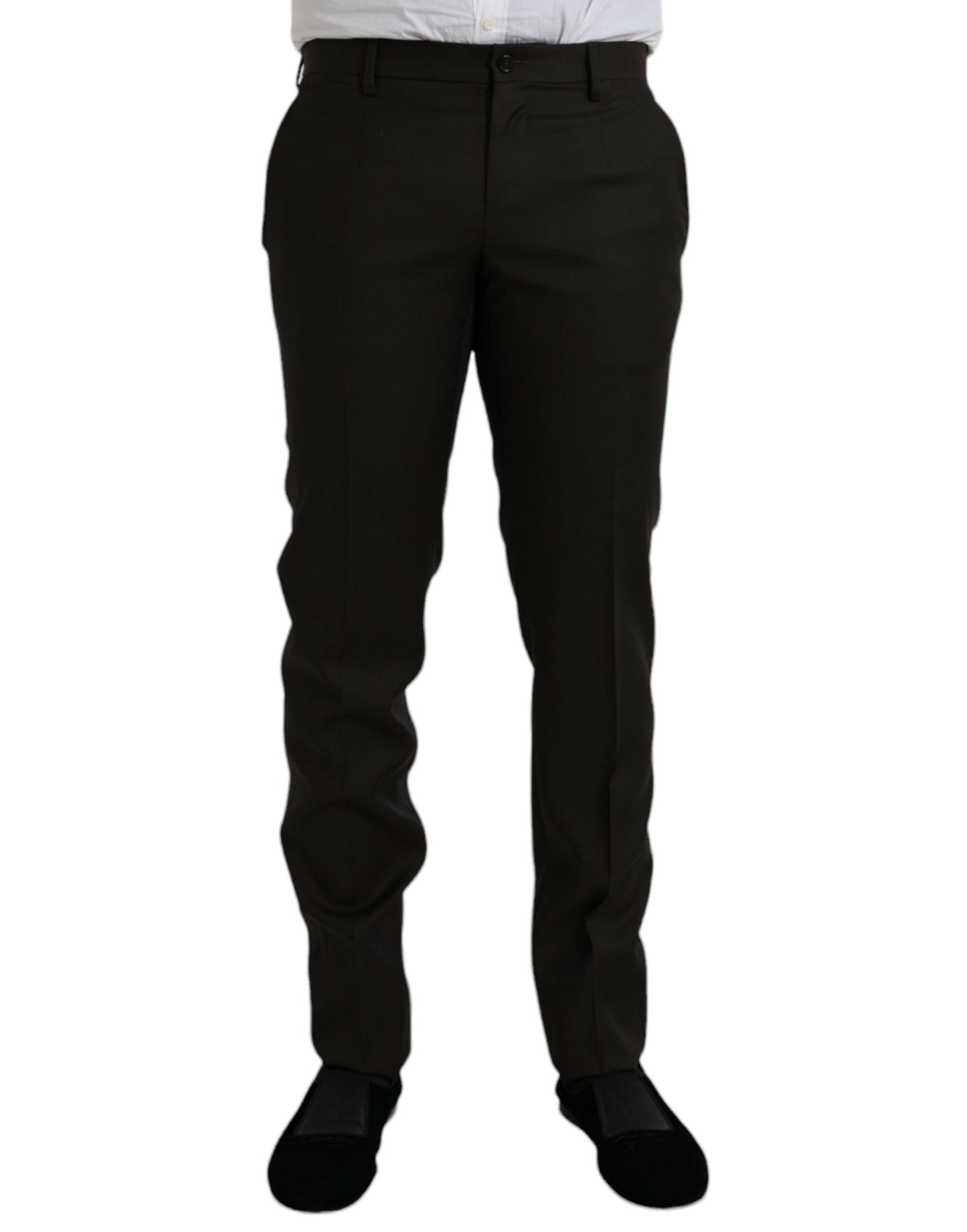  - Dark Brown Wool Slim Fit Formal Pants