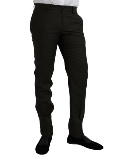  - Dark Brown Wool Slim Fit Formal Pants