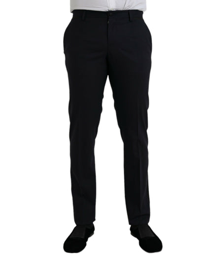  - Dark Blue Wool Slim Fit Formal Pants