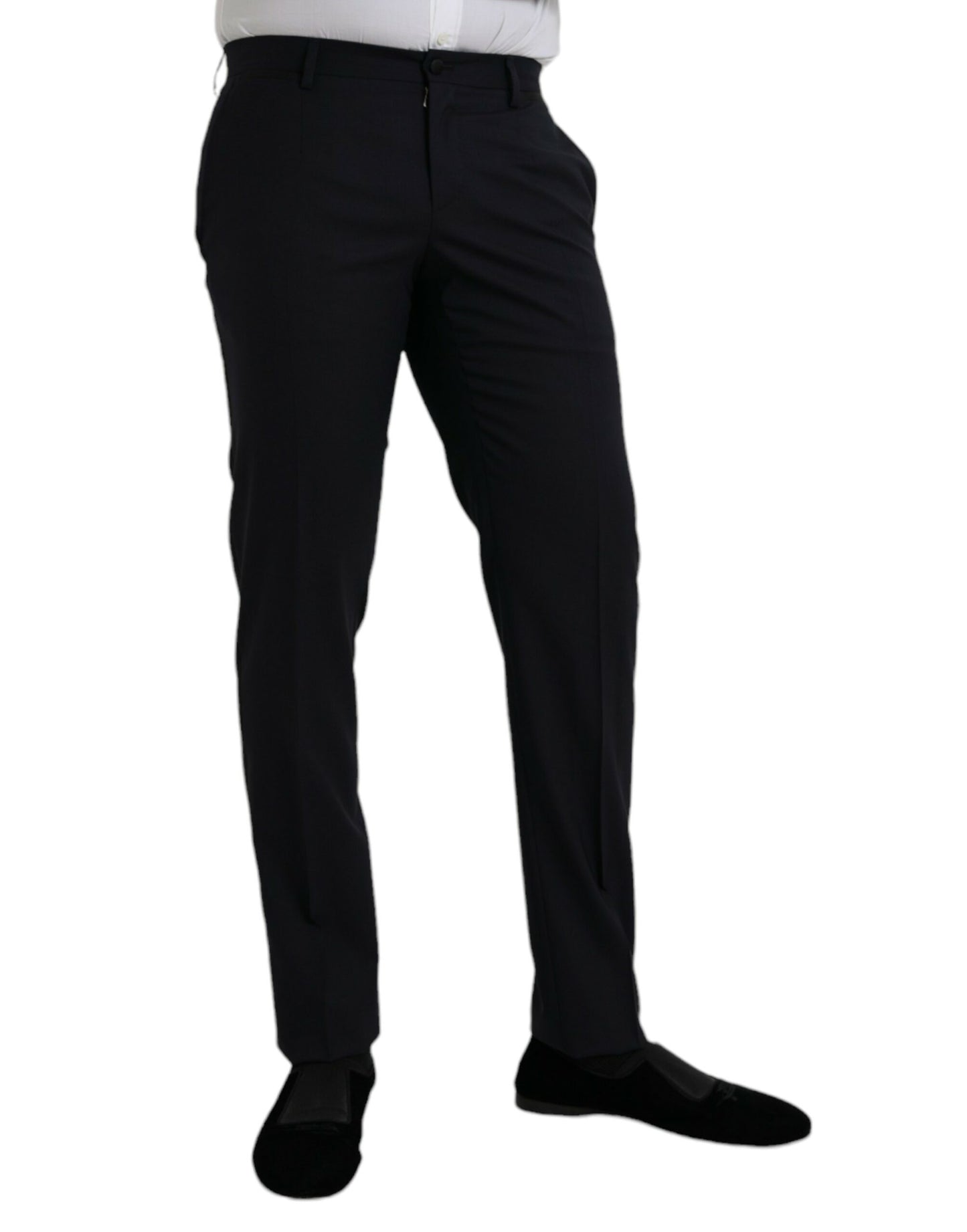  - Dark Blue Wool Slim Fit Formal Pants