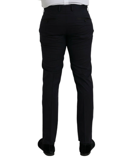  - Dark Blue Wool Slim Fit Formal Pants