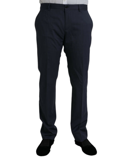  - Blue Wool Slim Fit Dress Formal Pants