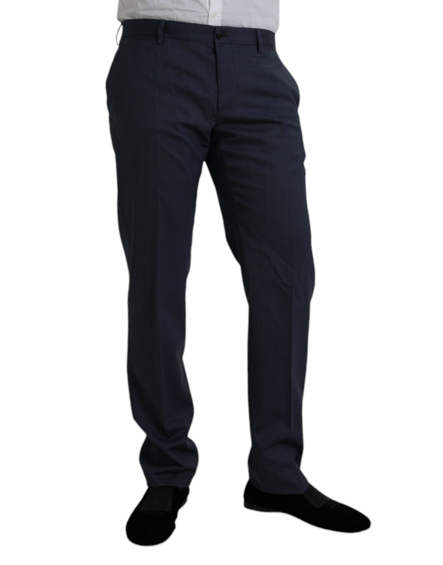  - Blue Wool Slim Fit Dress Formal Pants