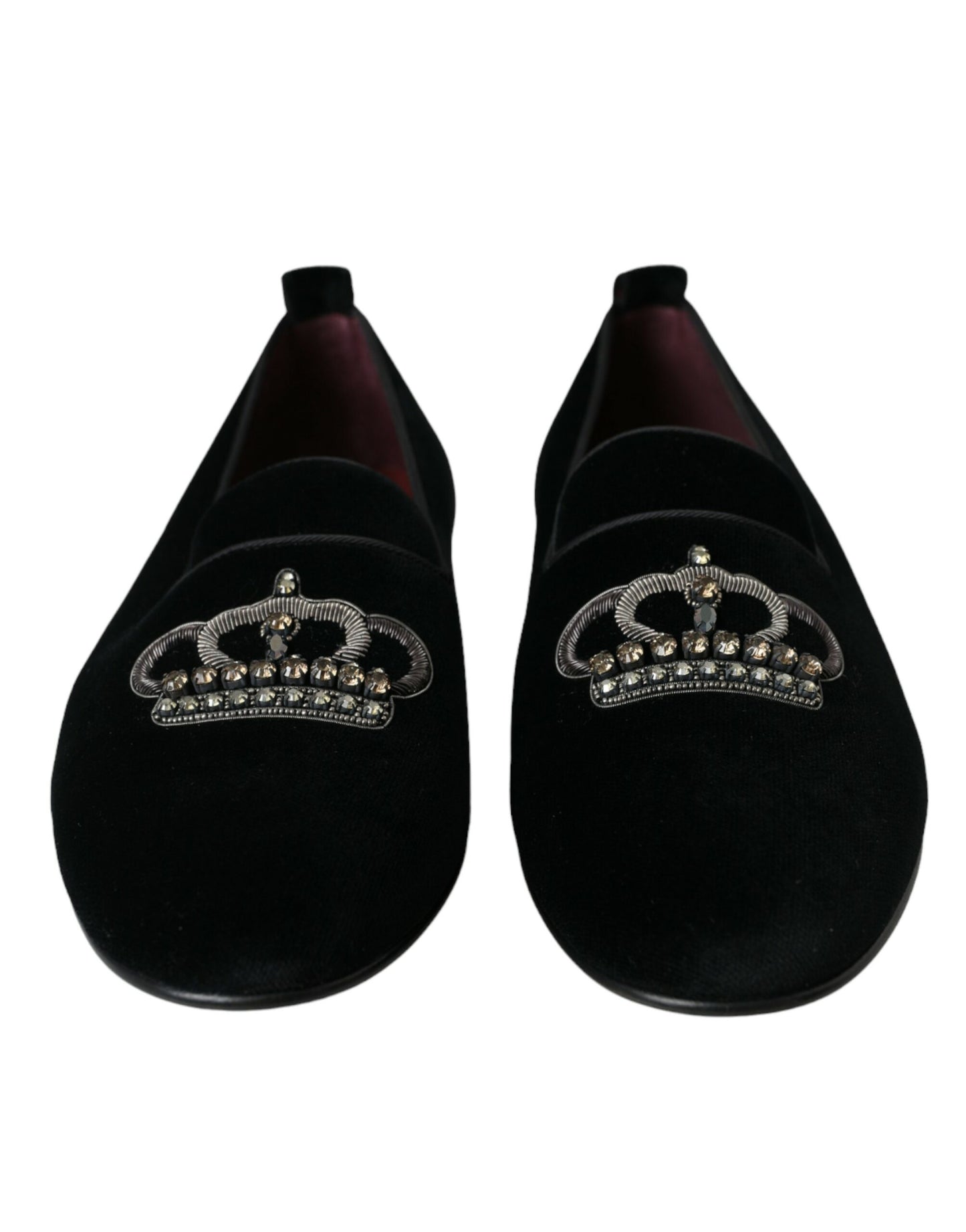  - Black Velvet Crystal Crown Men Loafers Shoes