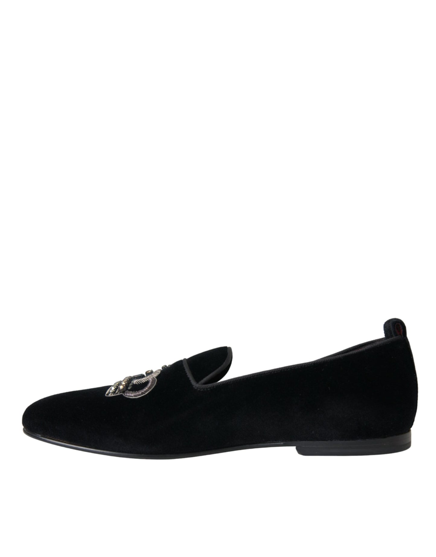  - Black Velvet Crystal Crown Men Loafers Shoes