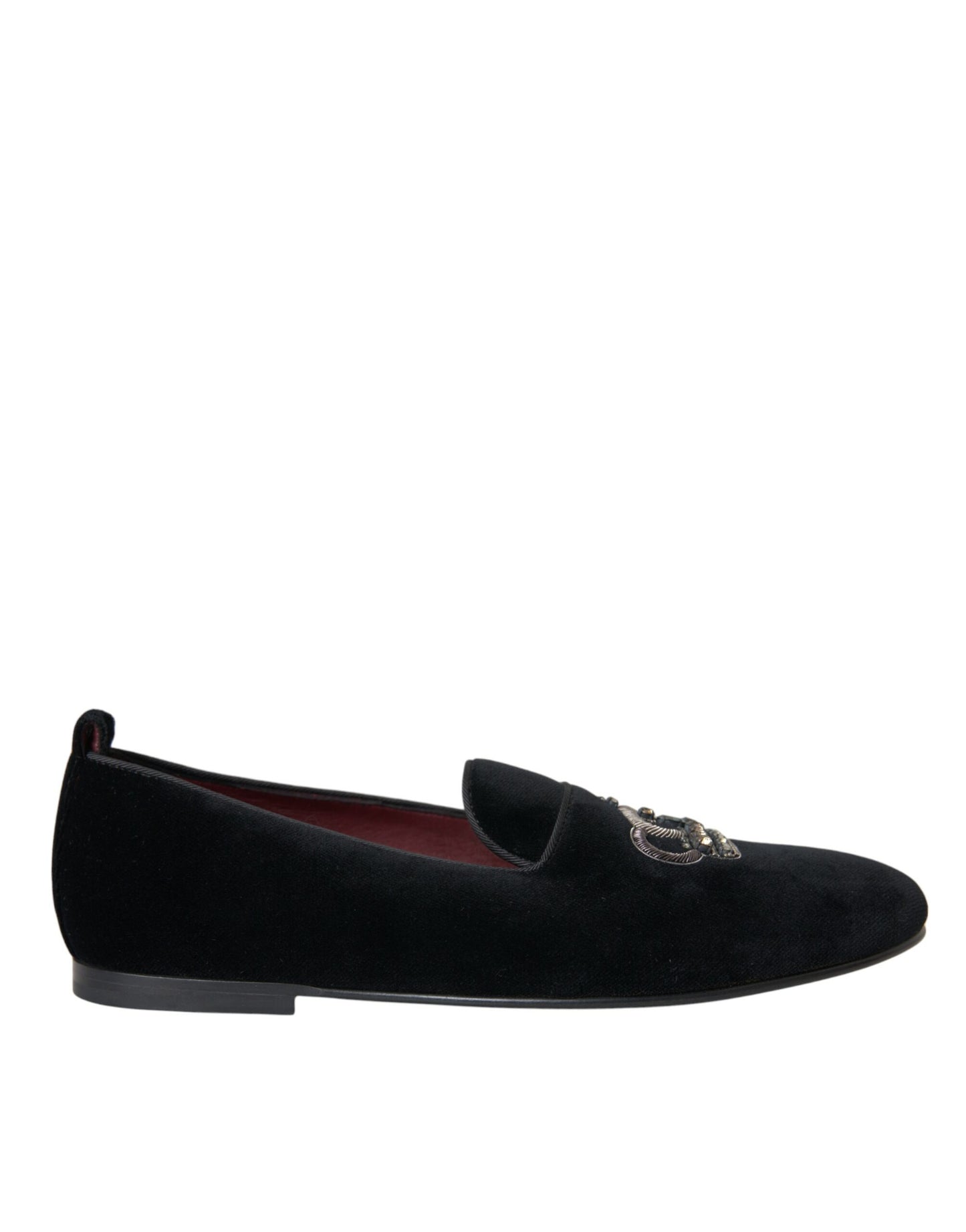  - Black Velvet Crystal Crown Men Loafers Shoes