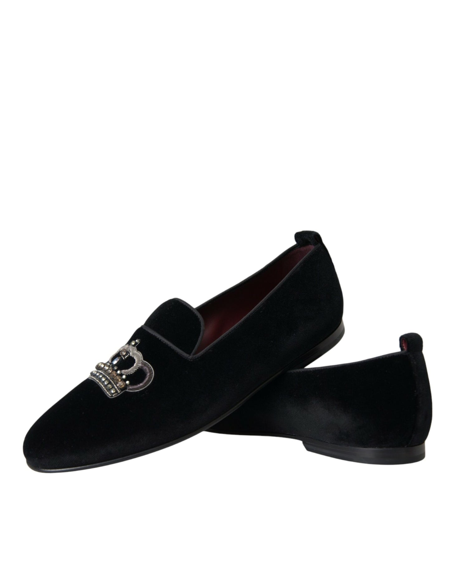  - Black Velvet Crystal Crown Men Loafers Shoes