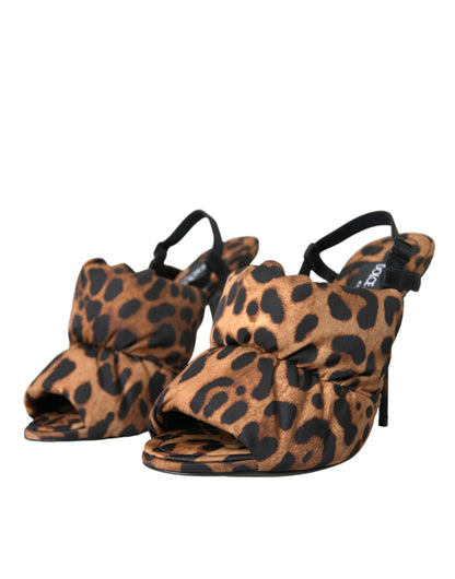  - Brown Leopard Slingback Heels Sandals Shoes