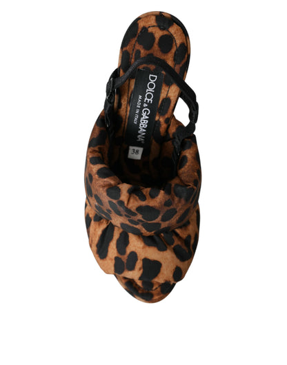  - Brown Leopard Slingback Heels Sandals Shoes