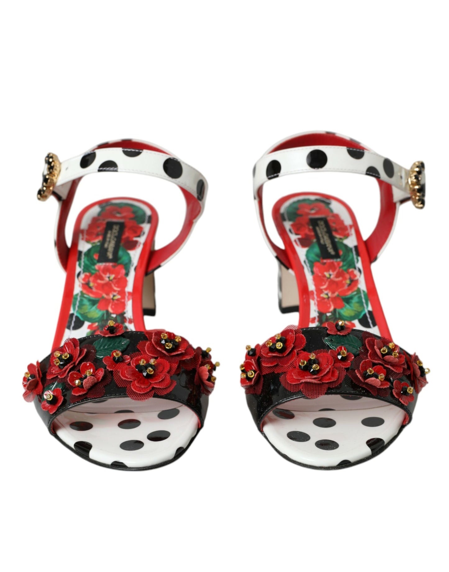  - Multicolor Floral Crystal Leather Sandals Shoes