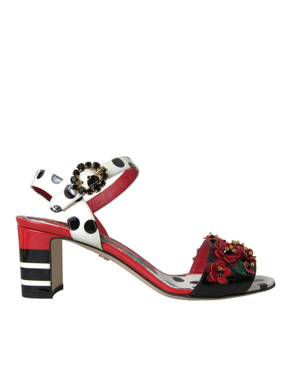  - Multicolor Floral Crystal Leather Sandals Shoes