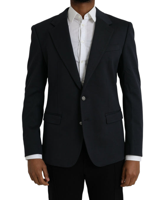  - Dark Blue Cotton Single Breasted Coat Blazer