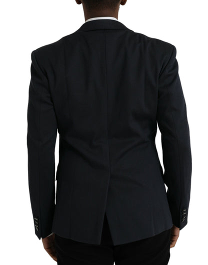  - Dark Blue Cotton Single Breasted Coat Blazer