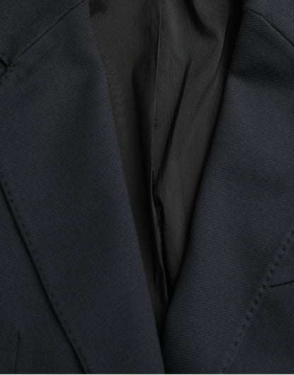  - Dark Blue Cotton Single Breasted Coat Blazer