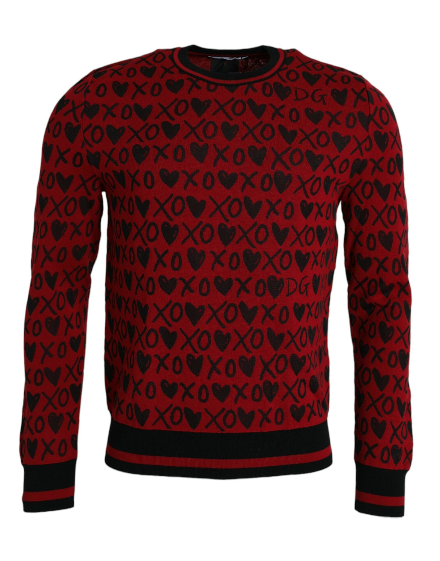  - Red Black XOXO Crew Neck Pullover Sweater