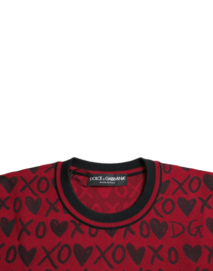  - Red Black XOXO Crew Neck Pullover Sweater