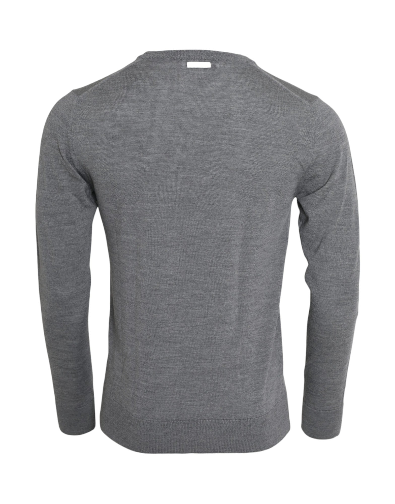 Ash Gray Wool Crew Neck Pullover Sweater