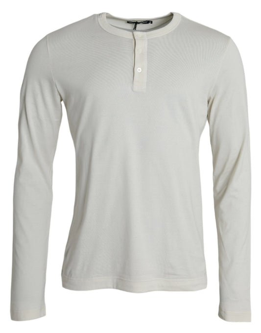  - Off White Cotton Round Neck Pullover Sweater